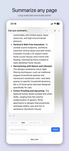 Zeki: AI Sidebar for Safari iPhone screenshot