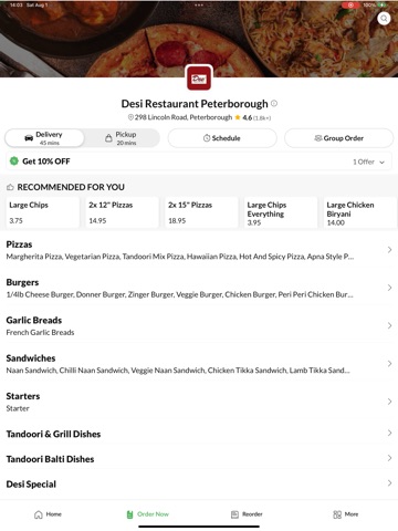 Desi Restaurant Peterborough iPad screenshot