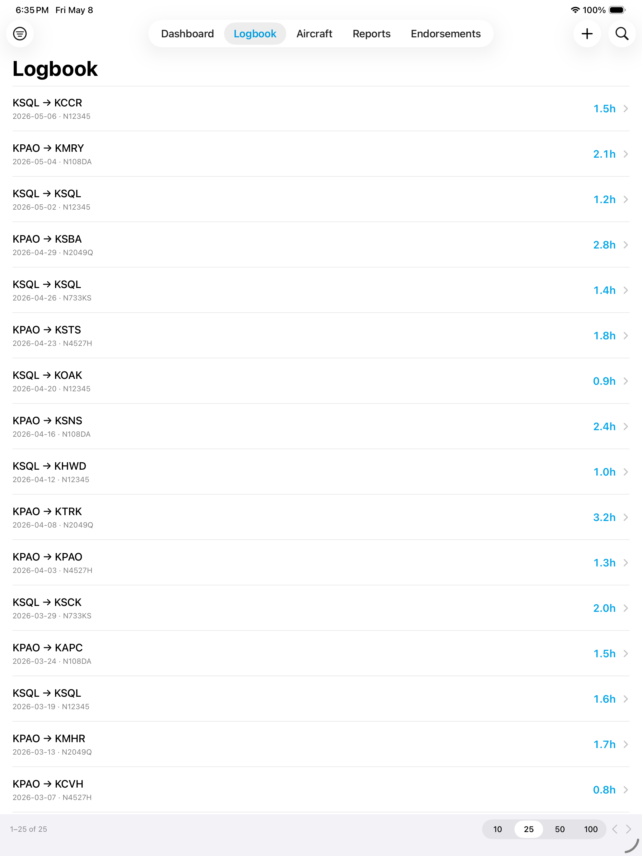 Pilot Log