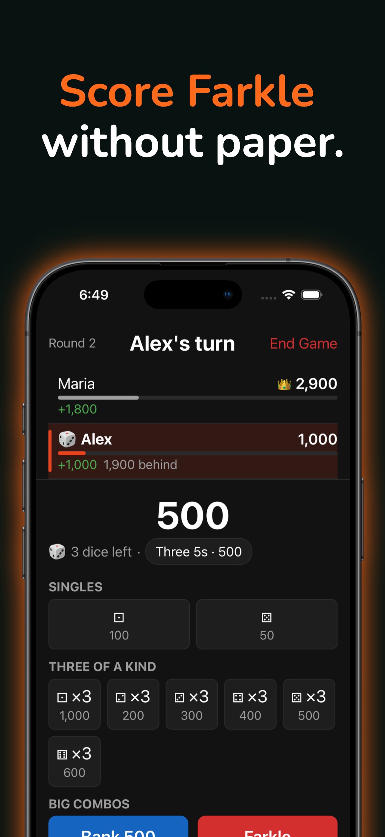 Screenshot 1 of Hot Dice Count: Farkle Score