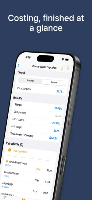 KitchenCost - Recipe Costing iPhone screenshot 2