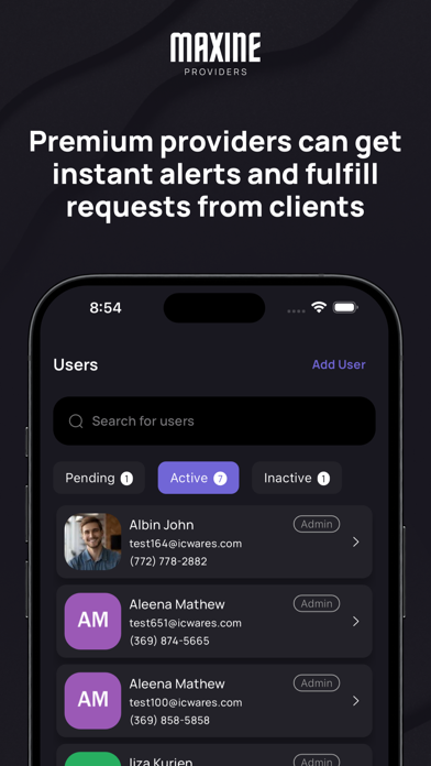 MyMaxine Provider Screenshot