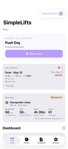SimpleLifts: Workout Tracker Screenshot 1 of 9