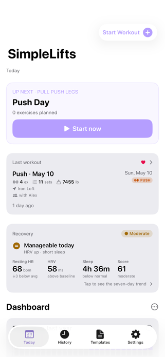 SimpleLifts: Workout Tracker Screenshot 1 of 9