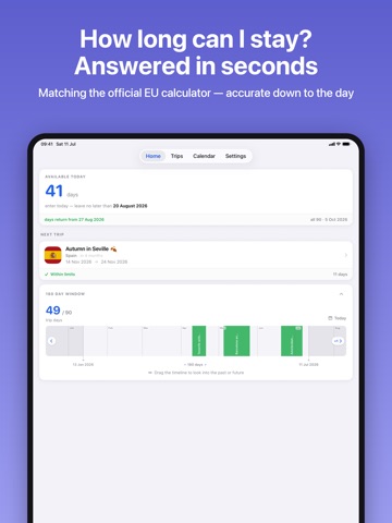 Schengen Calculator 90/180 iPad screenshot