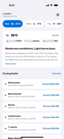 Washcast: Laundry Weather のスクリーンショット
