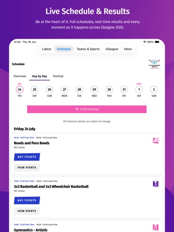 Glasgow 2026 Games iPad screenshot 1