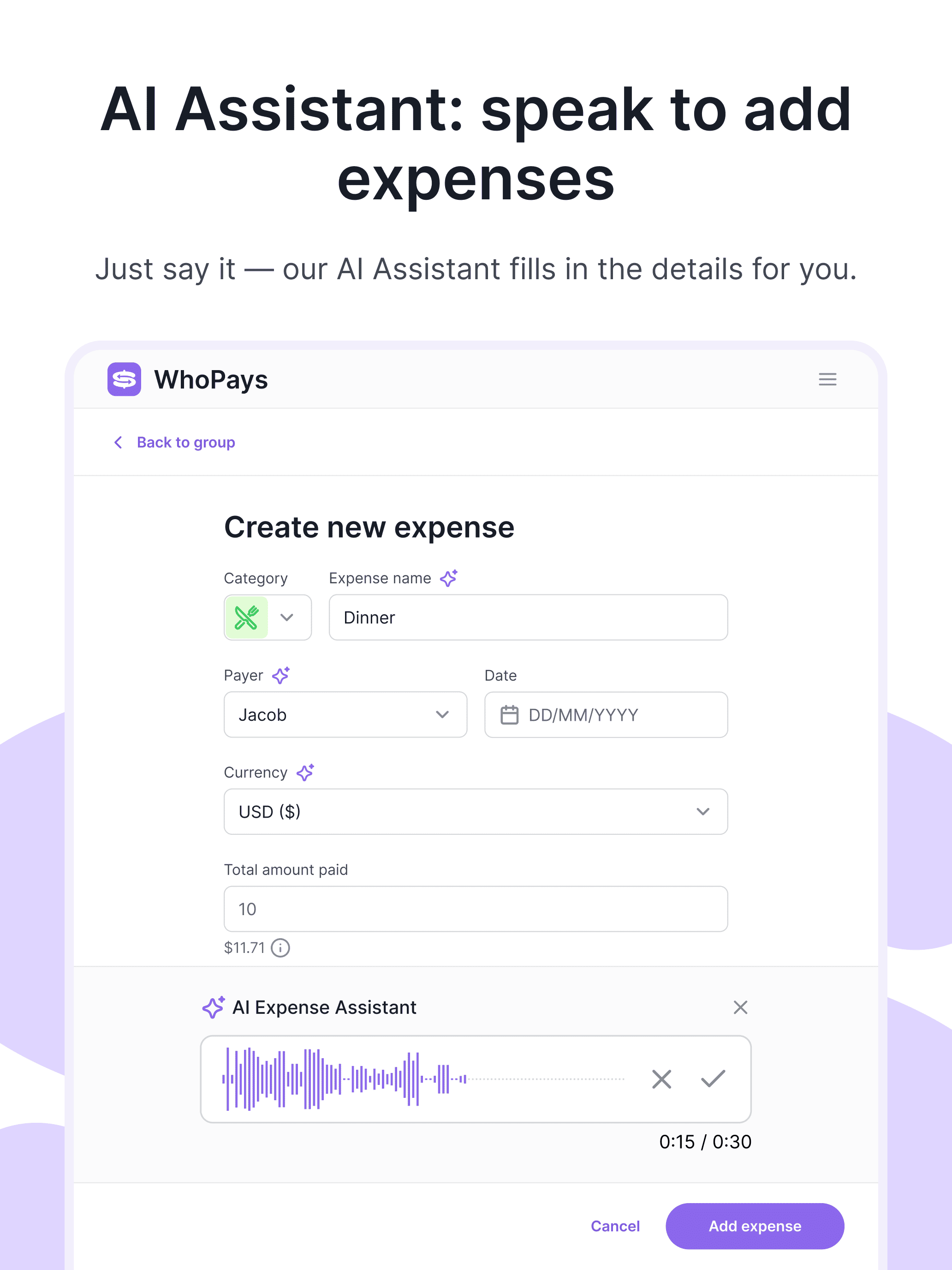 WhoPays AI: Group expenses