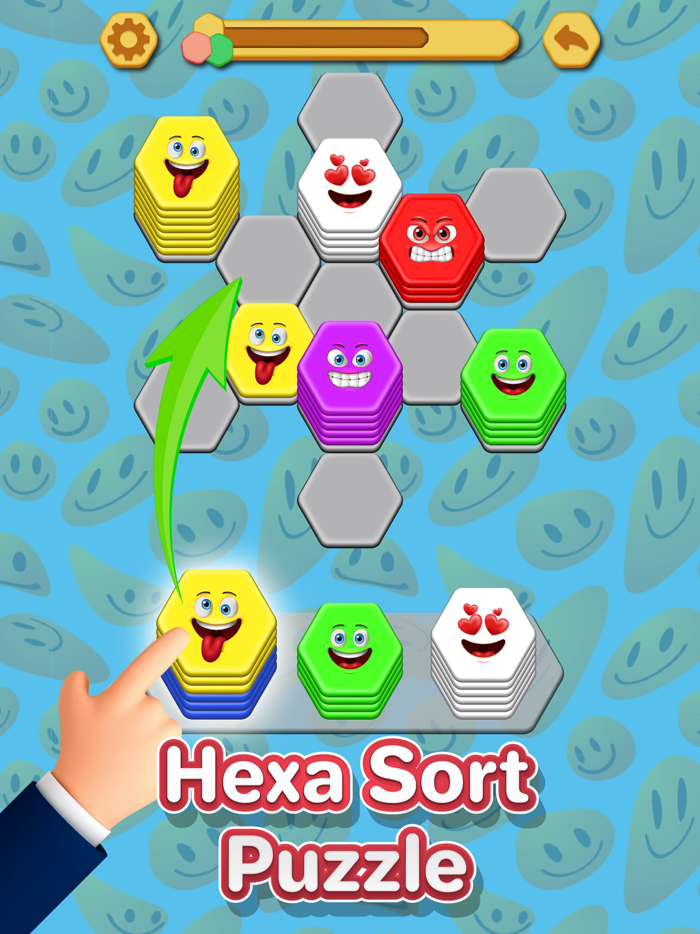Hexa Sort Merge Emoji Stack