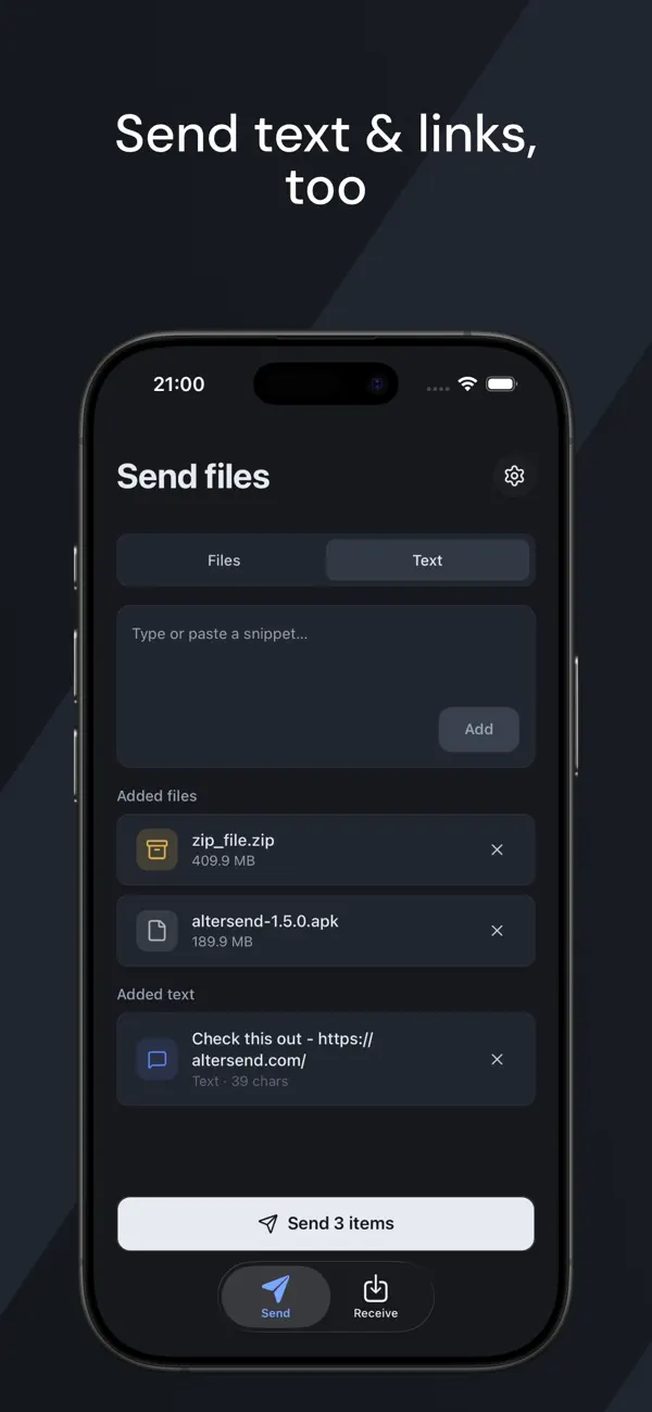 Screenshot #3 pour AlterSend: File Transfer