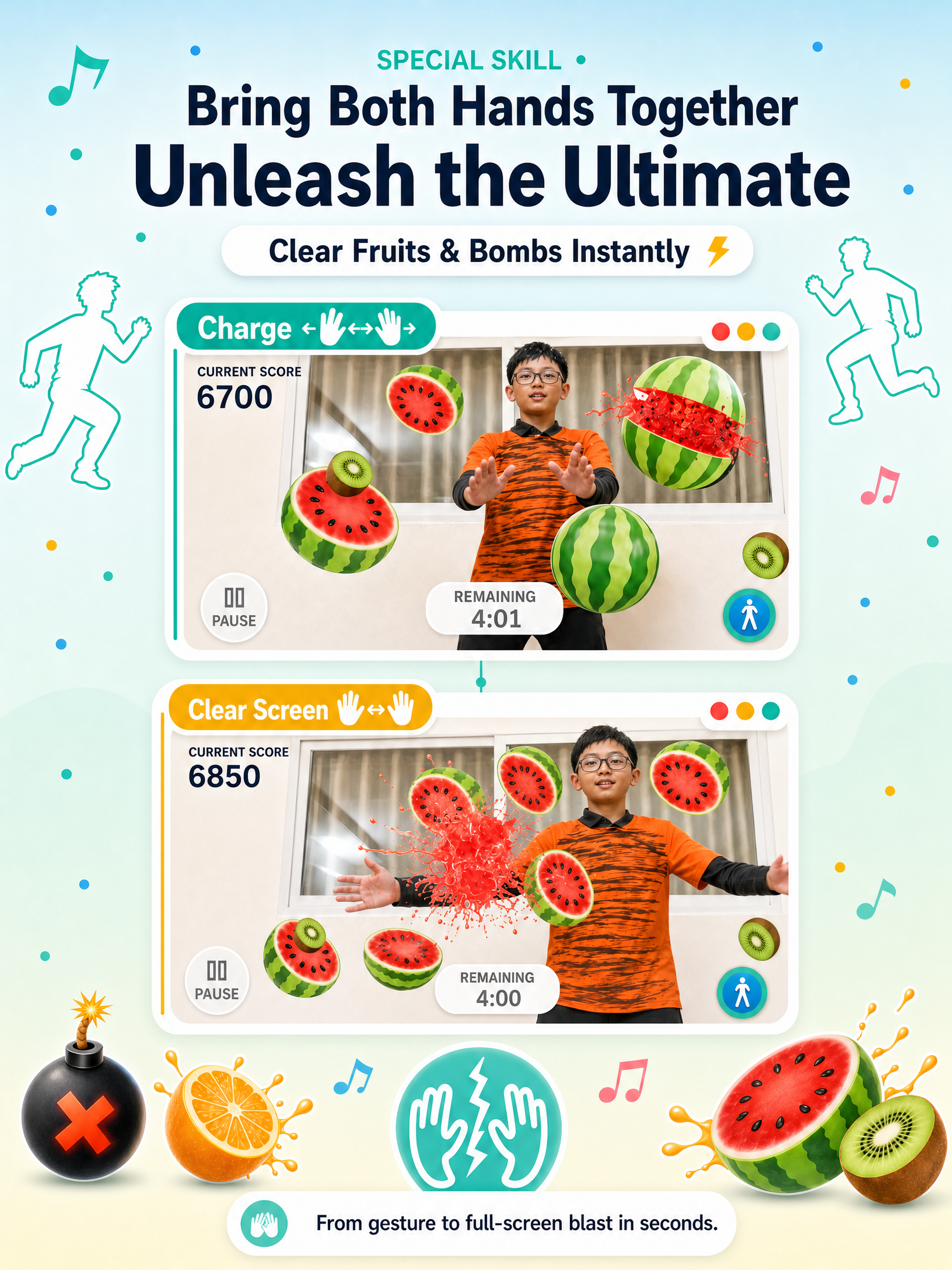 Fruit Slash ：Body Motion Games screenshot 8