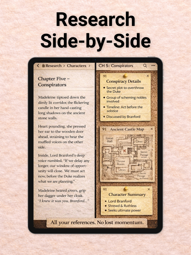 لقطة شاشة لتطبيق الكتابة Scrivener