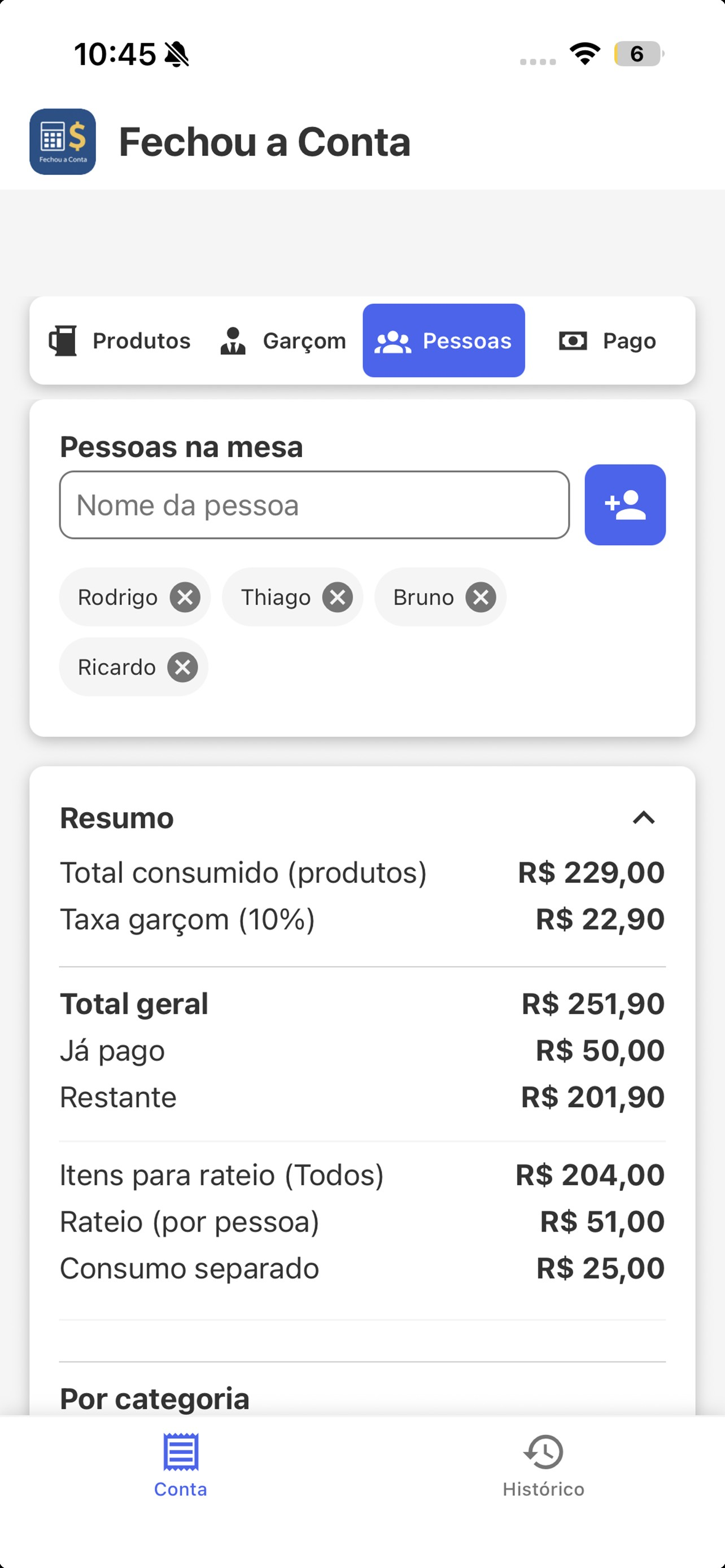Fechou a Conta