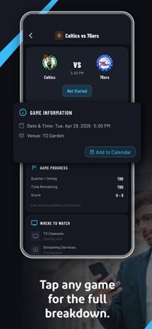 TeamTracker - Sports Calendar iPhone screenshot