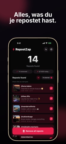 RepostZap: Repost Remover iPhone screenshot 2