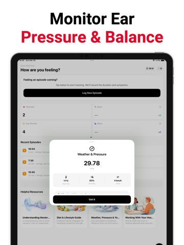 Meniere's: Symptom Tracker iPad screenshot