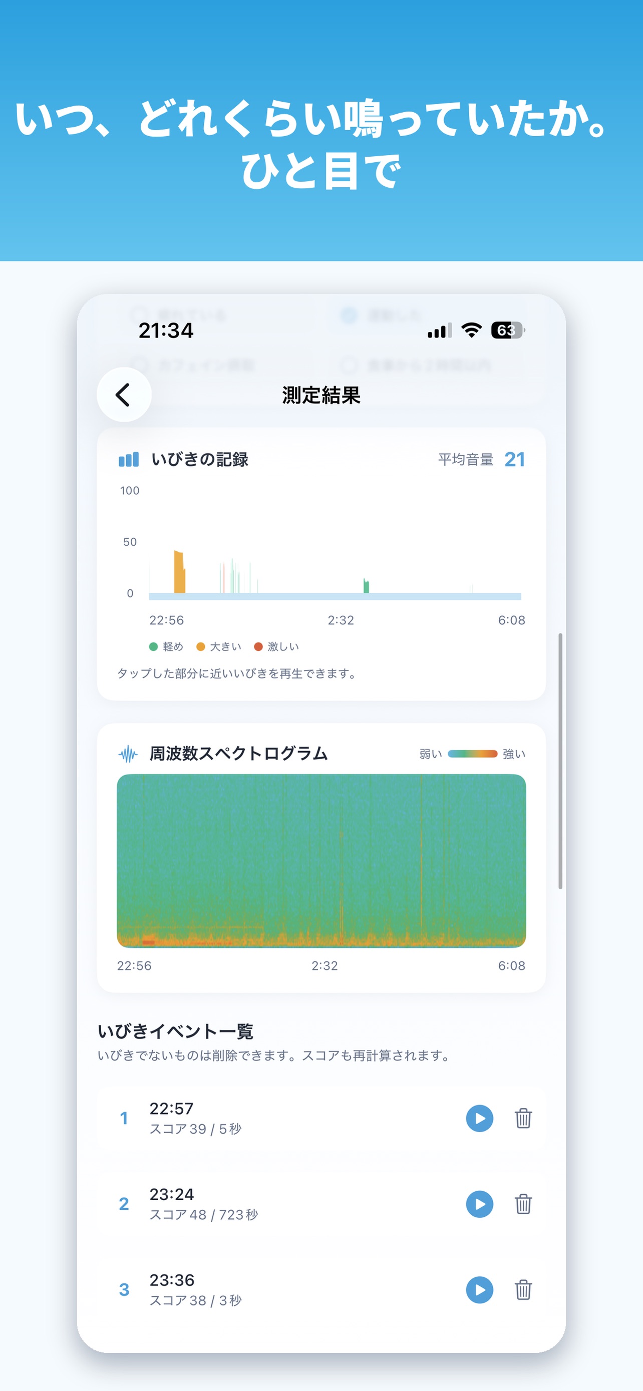 Screenshot 3 of 寝色ログ - いびき検知・記録