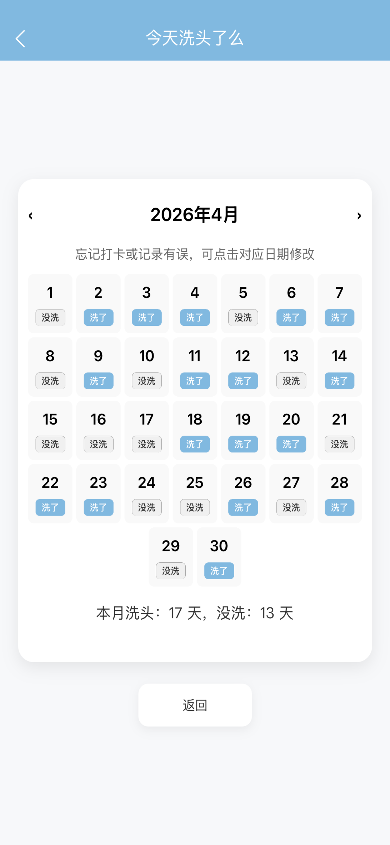 今天洗头了么