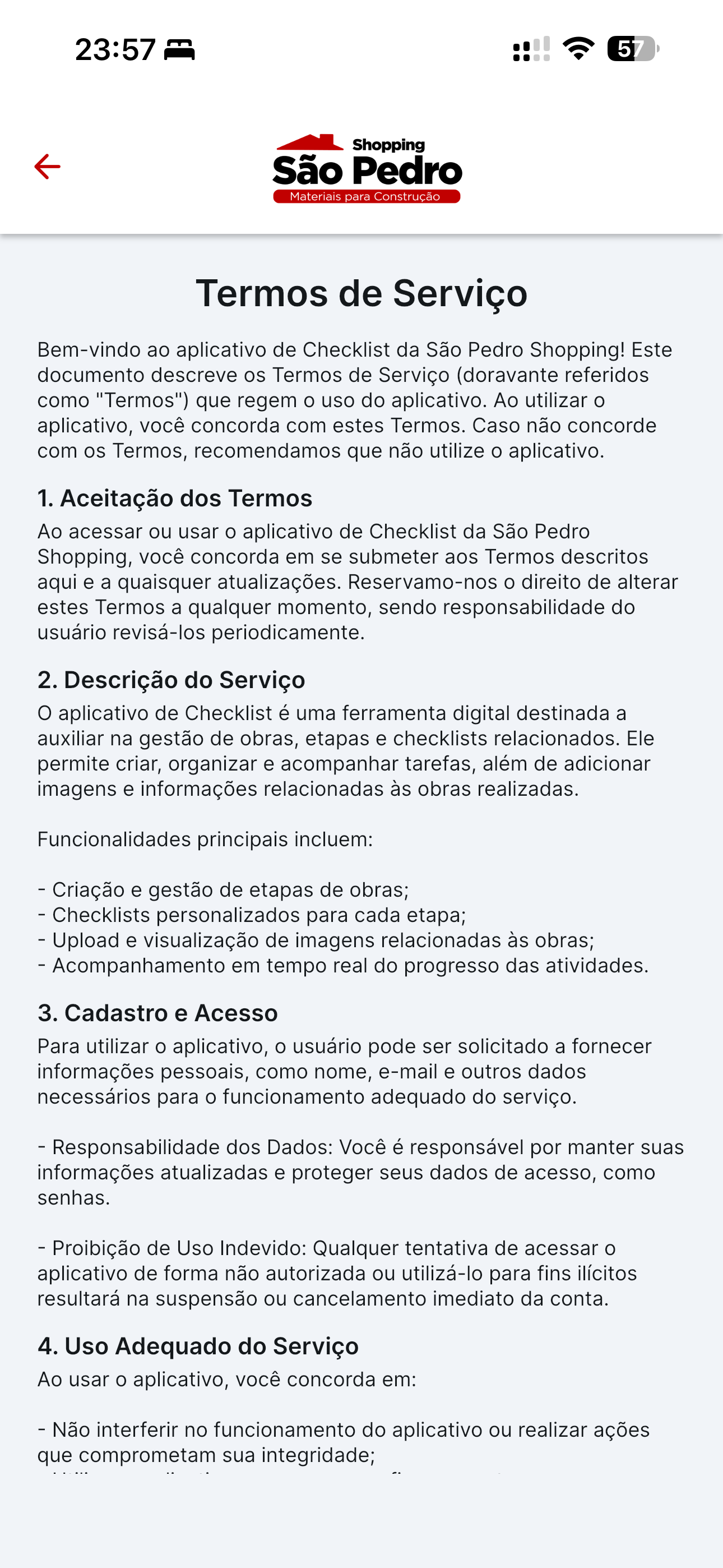 Checklist de Obras - São Pedro