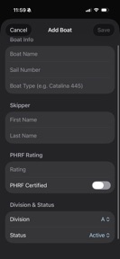 RCYC Regatta Scoring screenshot