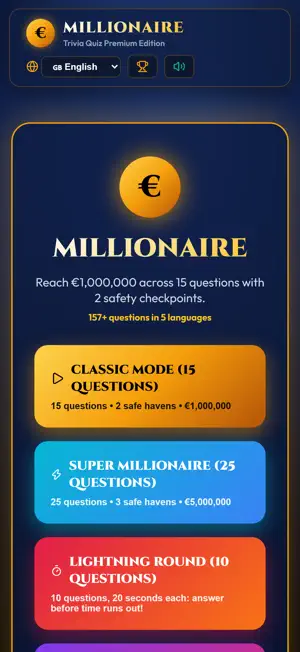 Millionaire Quiz Multilingual screenshot 1