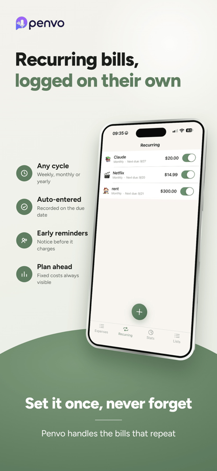 Penvo - AI Voice Expense Log App Store screenshot 1