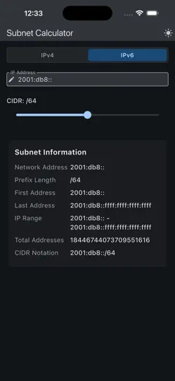 Скриншот Subnet Calculator на iPhone 4
