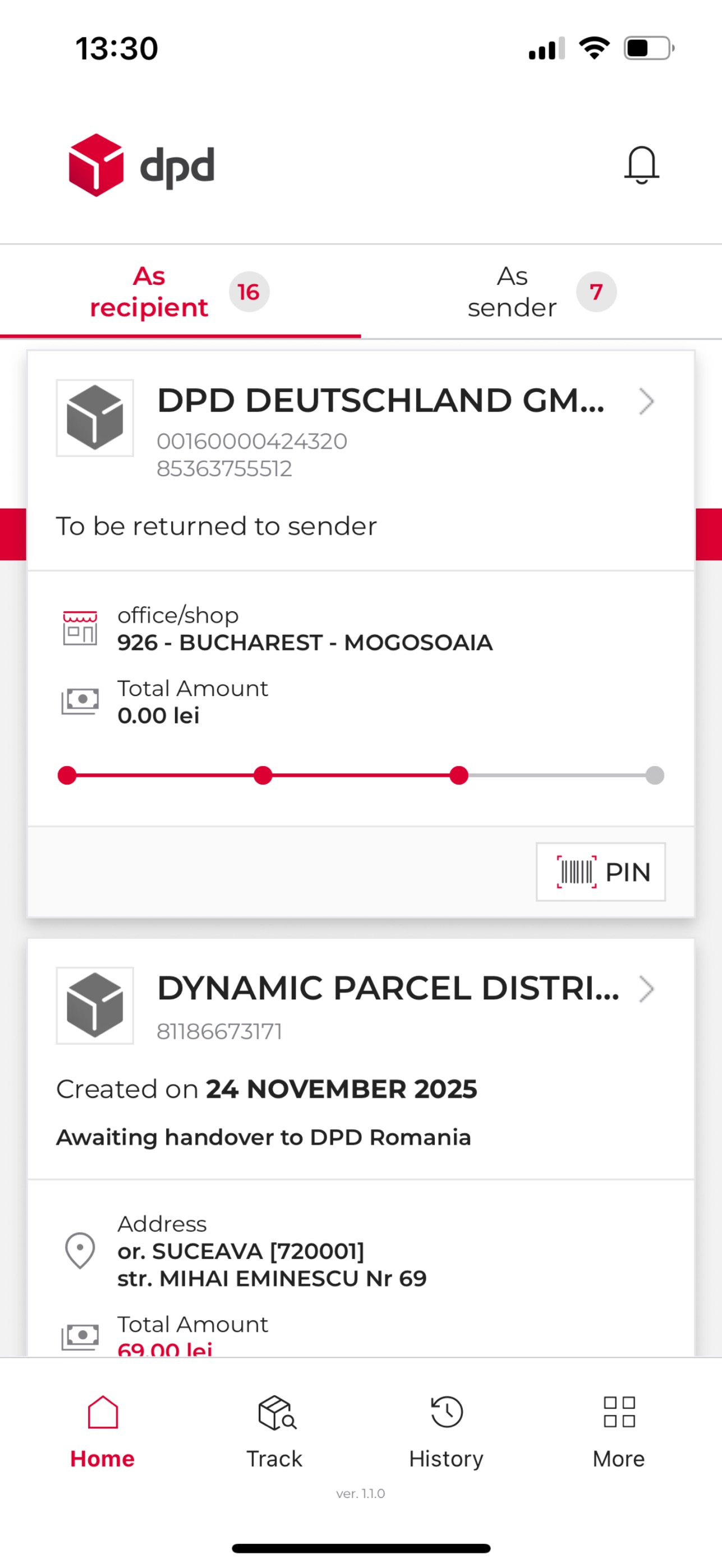 Screenshot 1 of DPD Mobile
