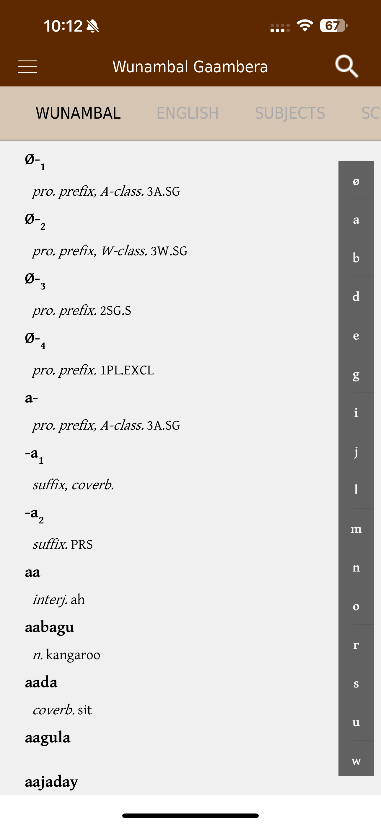 Wunambal Gaambera dictionary