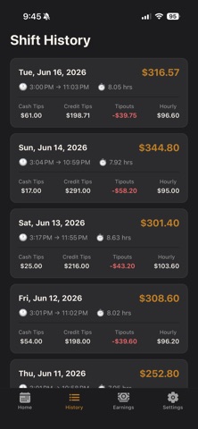 TipTrackr: FoH Tip Tracking screenshot