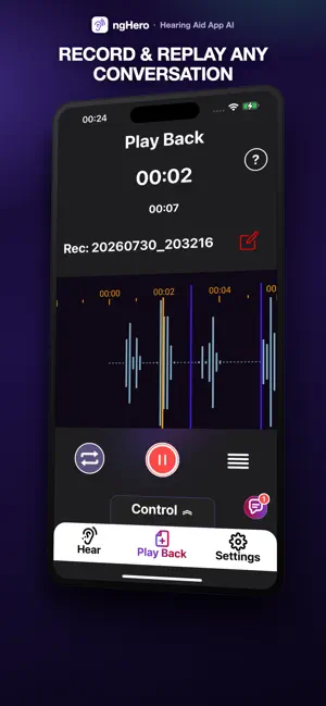 Hearing aid app - ngHero AI screenshot 2