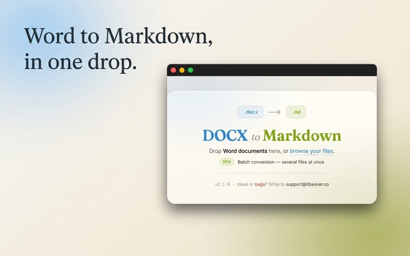 DOCX to Markdown Converter app screenshot