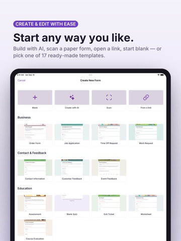 AI Form for google docs iPad screenshot