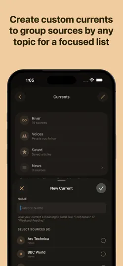 Captura de pantalla de Current - RSS Feed Reader en iPhone 6
