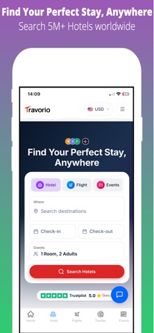 Travorio: Flights & Hotels iPhone screenshot