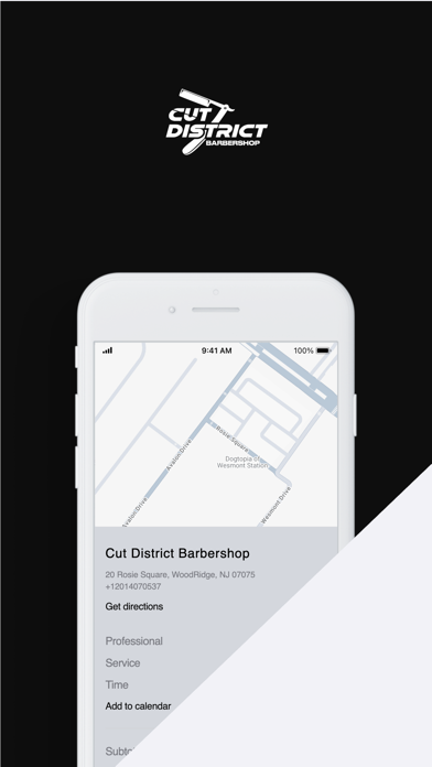 Cut District Barbershop app screenshot
