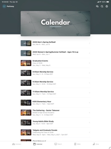 Parkway Baptist Church iPad screenshot
