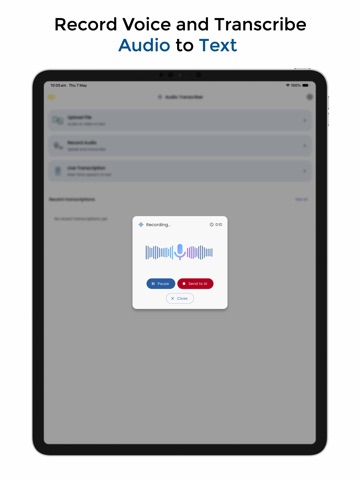 AI Transcript: Audio to Text iPad screenshot