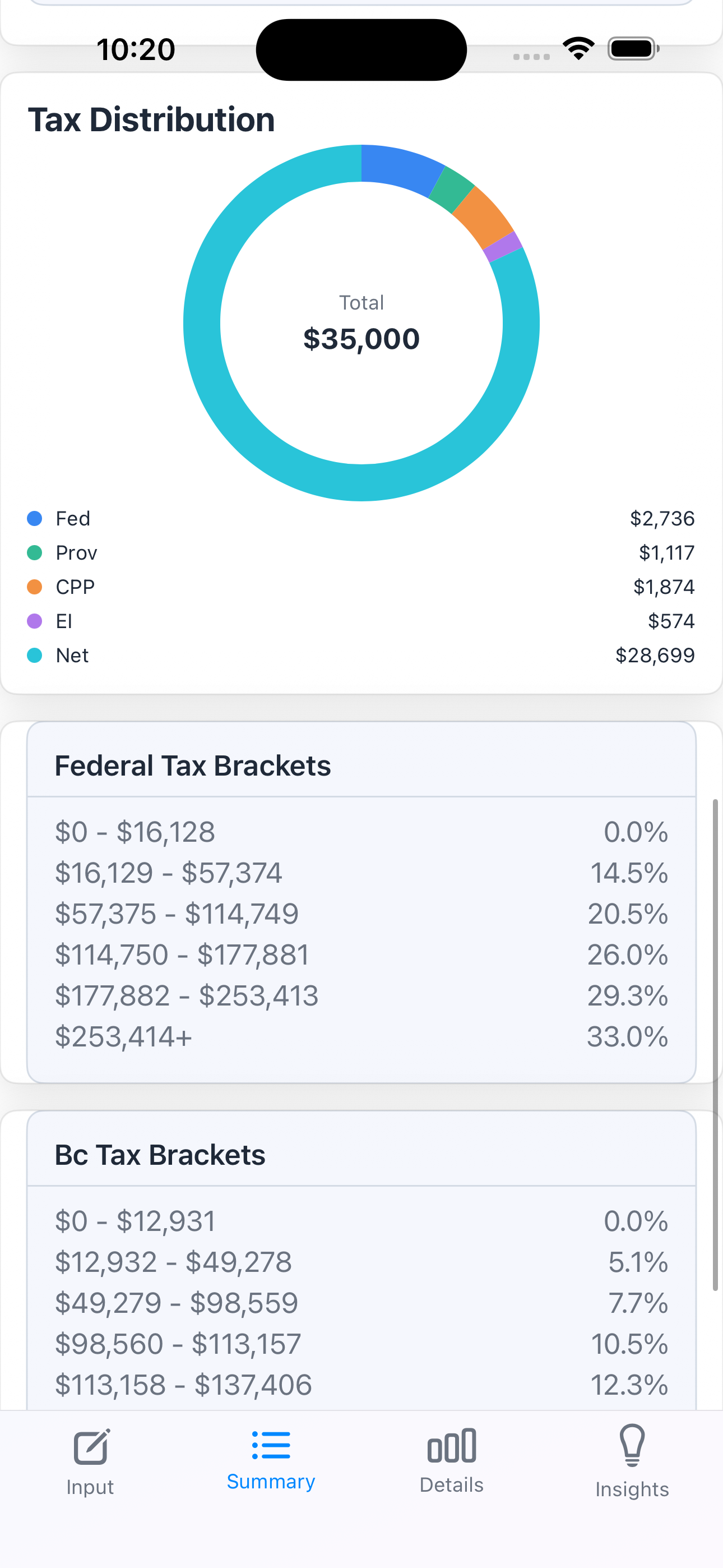 Canada Income Tax Estimator screenshot 3