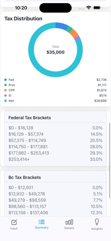 Canada Income Tax Estimator screenshot