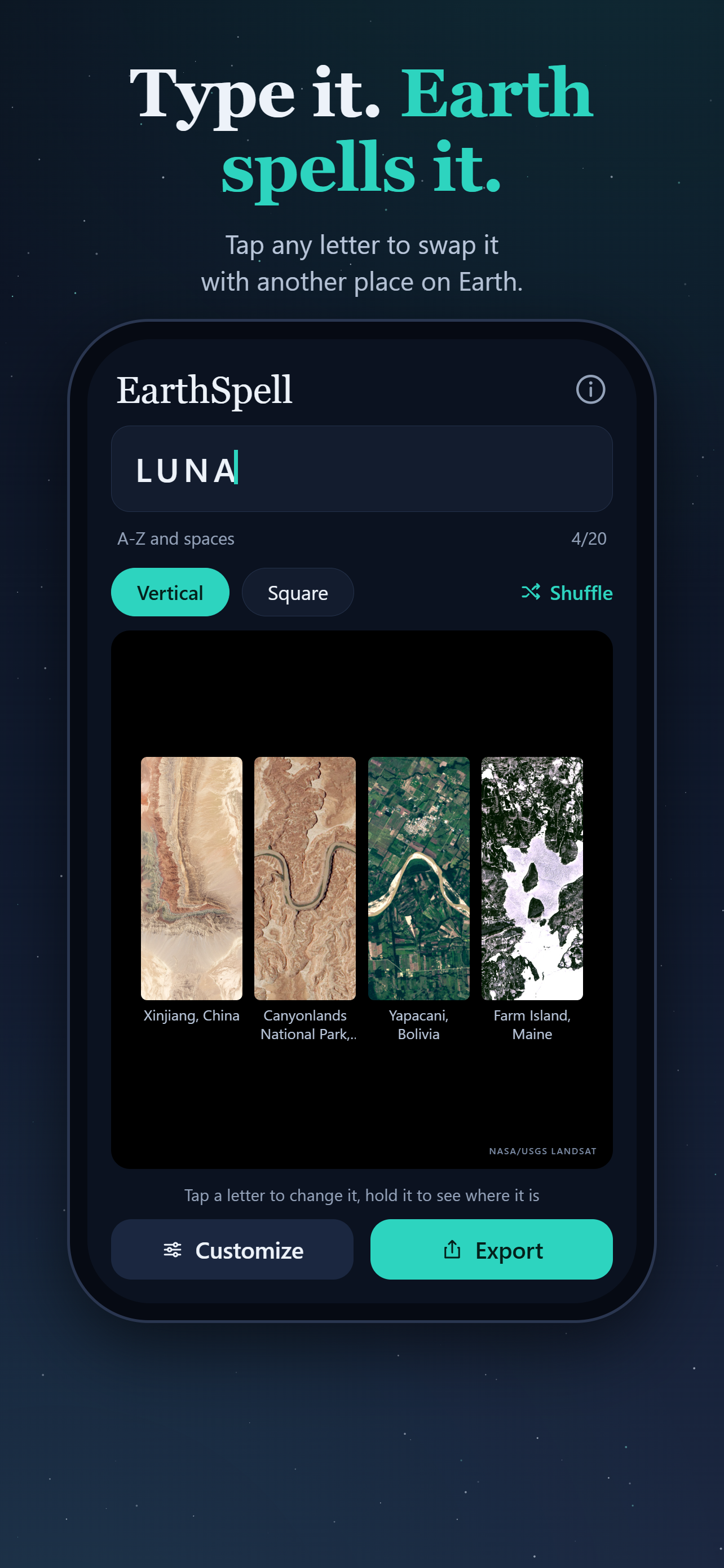 EarthSpell: Your Name on Earth screenshot 3