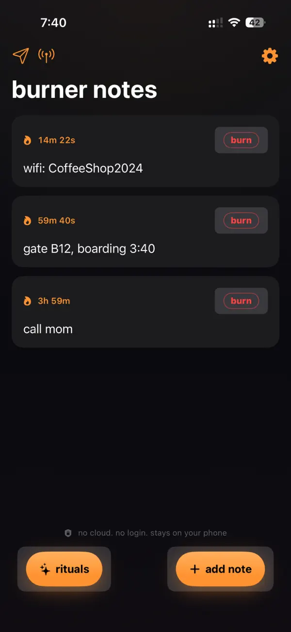 Screenshot #2 pour burner notes