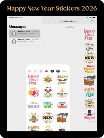 Happy New Year Stickers 2026! iPad screenshot