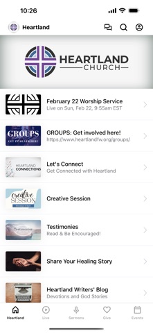 Heartland Church Fort Wayne app screenshot