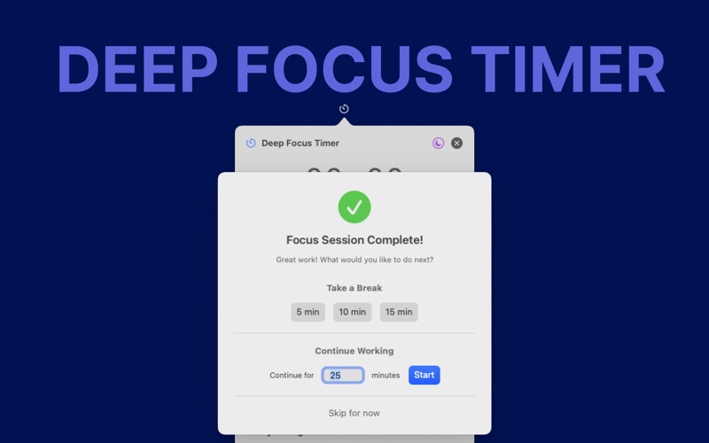 Deep focus timer screenshot