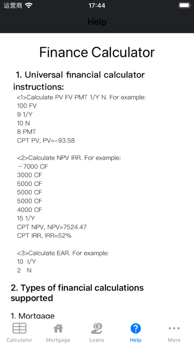 Financial Calculator - NPV,IRR Screenshot