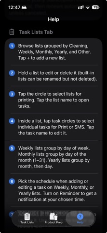 Restaurant Task List screenshot