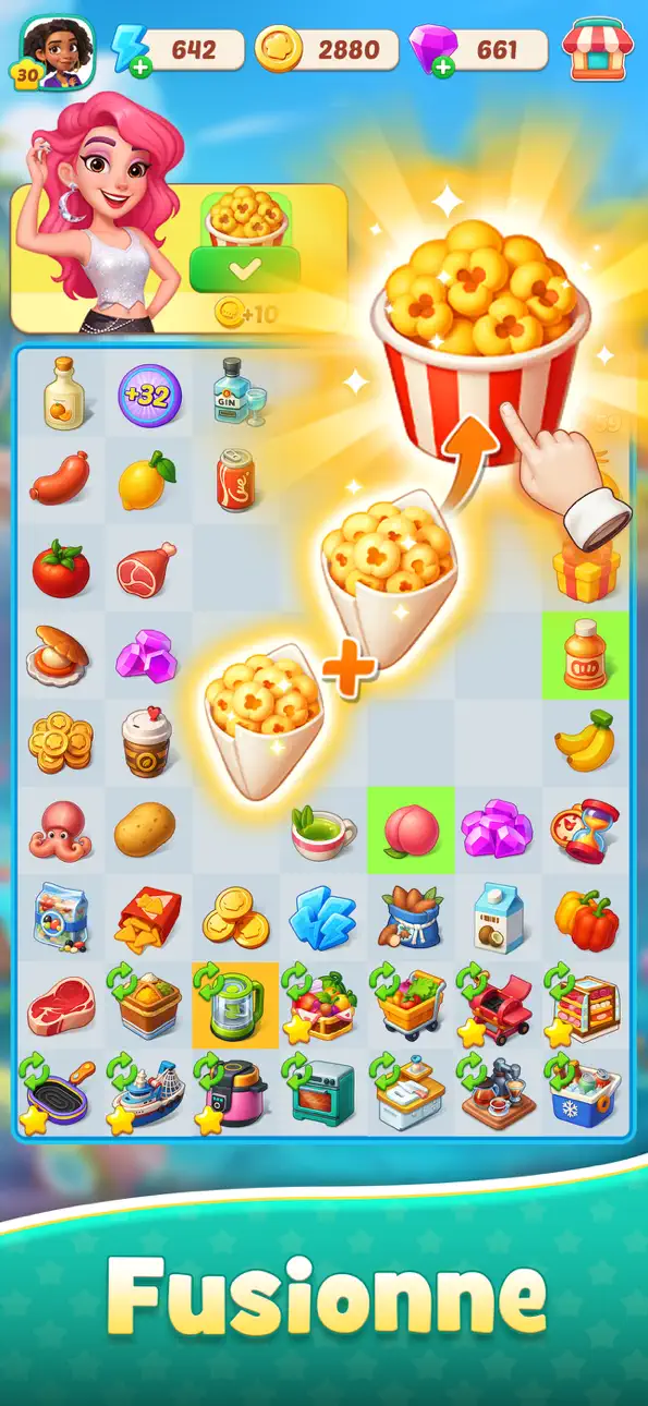 Foodstars: Merge & Cook iOS Mod IPA screenshot 2 - iOS game interface