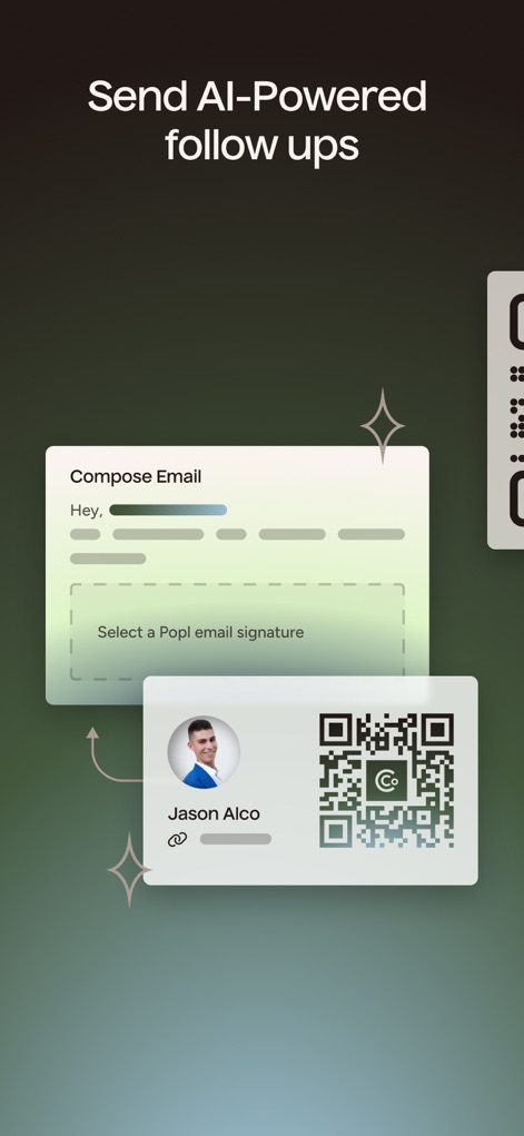Popl: AI Lead Capture - The app streamlines follow-up communications, enabling users to compose personalized emails with integrated Popl email signatures and digital business cards.