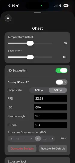 Screenshot von CineTemp auf dem iPhone 6
